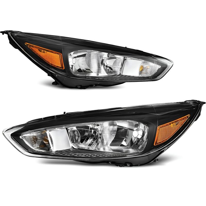 For 2015-2018 Ford Focus Headlights Assembly Lamps Left+Right Set Black
