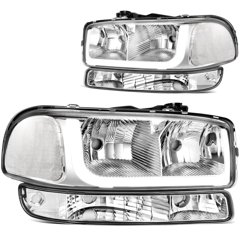 Headlights Assembly LED DRL Compatible with 1999-2007 GMC Sierra /2001-2006 GMC Yukon XL