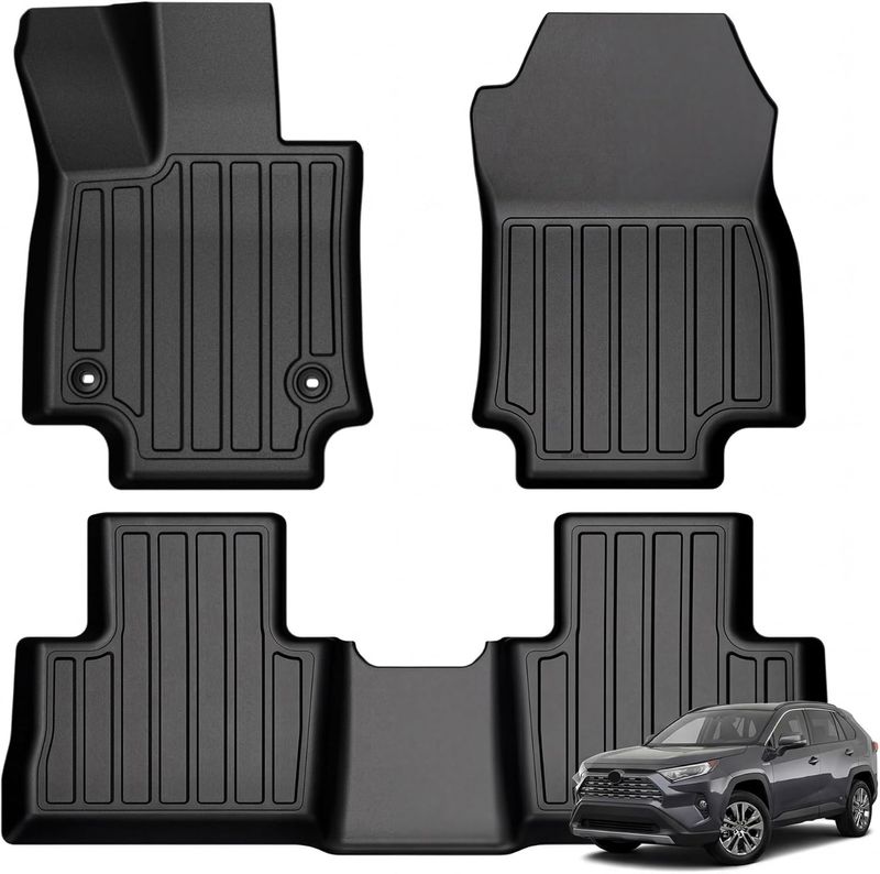 YITAMOTOR floor mats, RAV4 floor mats 2019-2025, Toyota RAV4 all weather mats, custom fit TPE mats, anti-slip car liners, rugged RAV4 accessories, 1st 2nd row mat set, black rubber floor mats, RAV4 car mats heavy duty
