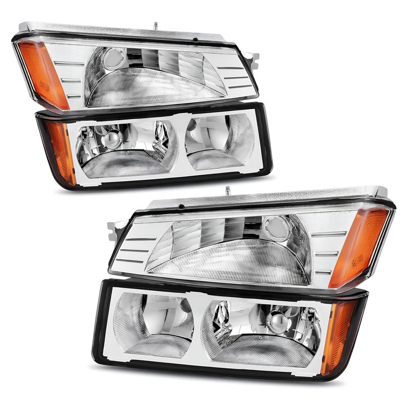 LED Headlights for 2002-2006 Chevy Avalanche with BODY CLADDING Chrome