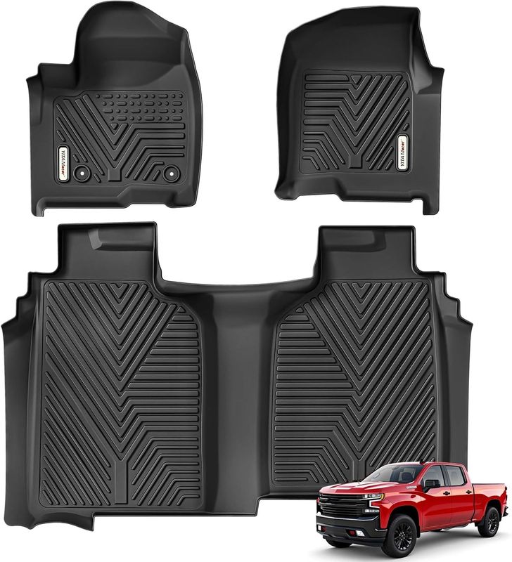 All weather 3D car floor mats for 2019-2026 Chevy Silverado Crew Cab