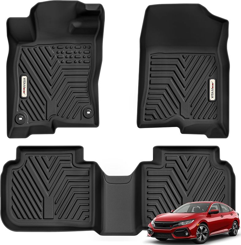Custom Fit All-Weather Floor Mats for 2022-2026 Honda Civic (Not for Coupe Models), TPE 1st & 2nd Row Car Liners Set