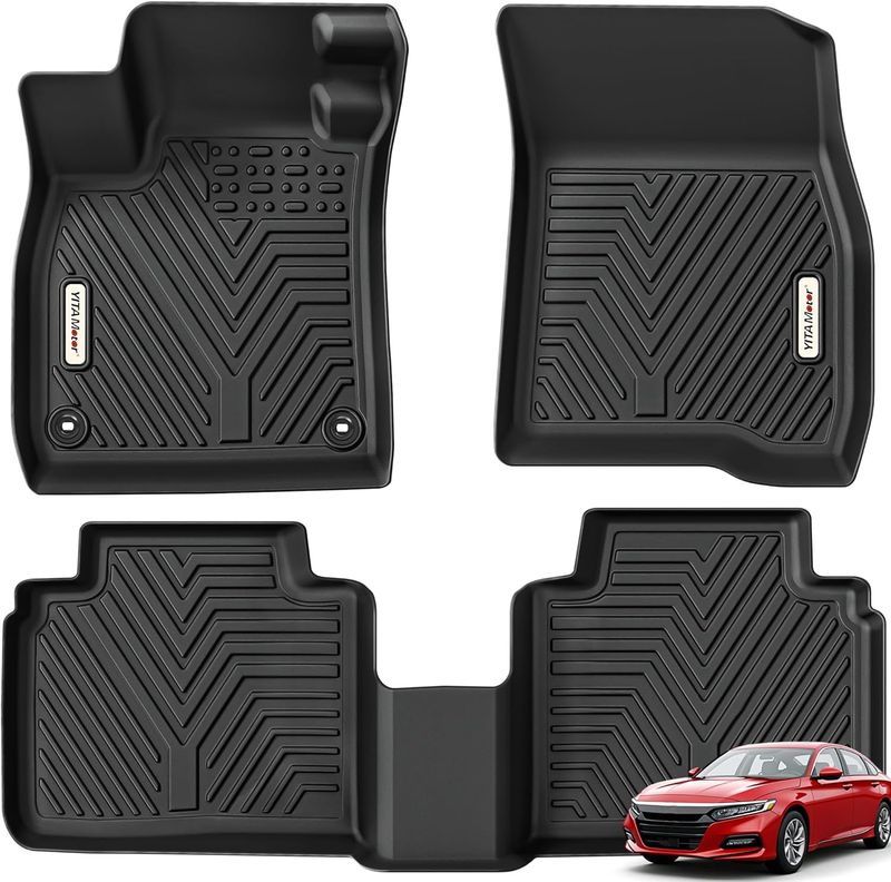 YITAMOTOR Floor Mats Compatible with Honda Accord 2023-2026 (Include Hybrid), All-Weather Compatible with Accord Car TPE Floor Mats & Cargo Trunk Liners Accessories, Black 