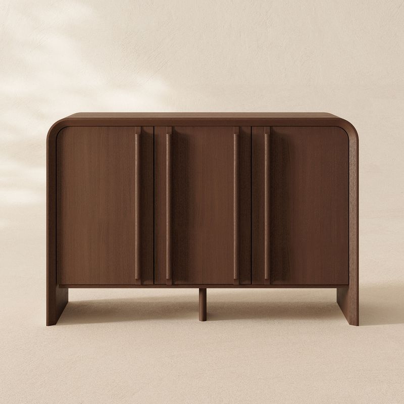 Terranova sideboard, storage cabinet with soft-close doors, rounded corner furniture, sustainable rubberwood, adjustable shelves, modern sideboard, home organization, CPSIA certified furniture