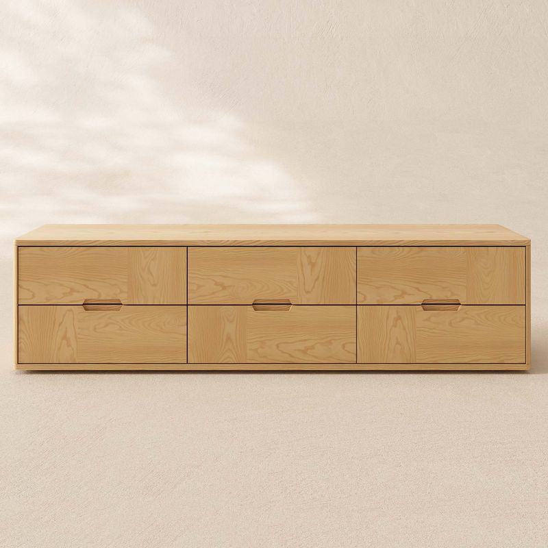 tv stand, entertainment center, media console, mixed wood grains, rounded edges, hidden cable management, integrated pulls, rubberwood furniture, sustainable tv stand, eco friendly home, CPSIA certified, fully assembled, pre assembled furniture, family safe