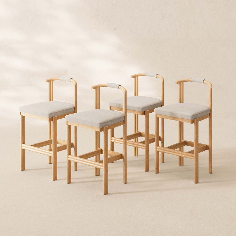Alvara bar stool, 35 inch bar stool, rubberwood bar stool, thick cushioned stool, compact bar stool, counter height stool, modern bar stool, sustainable furniture, cozy kitchen seating, assembled furniture