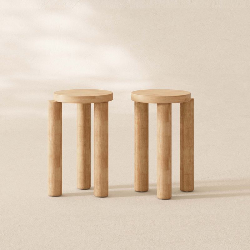 side table, end table, bedside table, nightstand, offset design, sculptural furniture, floating table, unique side table, rubberwood, solid wood, sustainable furniture, small side table, space saving, modern side table, eco friendly, CPSIA certified
