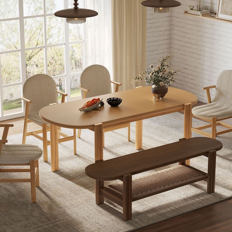 6 person dining table,light wood dining table,boho dining table,modern dining table,large dining room table,solid wood dining table,natural wood dining table,solid wood dining table for 6,oval dining table for 6