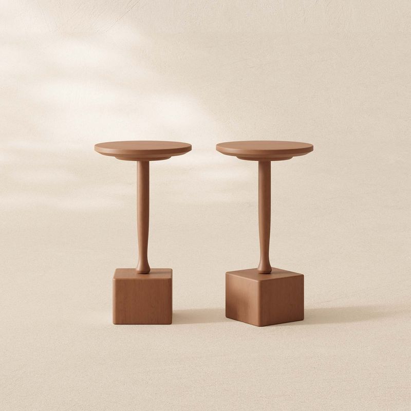 side table, end table, bedside table, nightstand,diamond cut table, sculptural furniture, walnut tone, tapered leg, ashwood, solid wood, sustainable furniture, CPSIA certifie, modern side table, reading nook, small space, decorative table