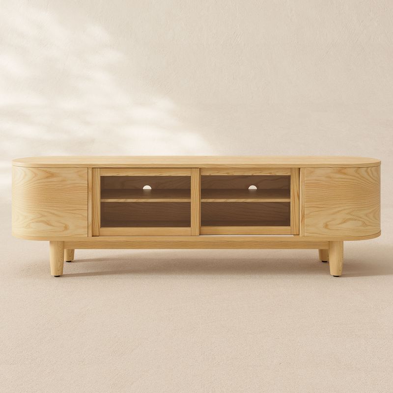 media console, ashwood console table, tv stand with storage, soft close doors, cord management,family safe furniture, edge free design, clutter free living, eco friendly console, sustainable ashwood,solid wood console, CPSIA certified furniture, console with glass doors, living room storage solutions, easy assembly console