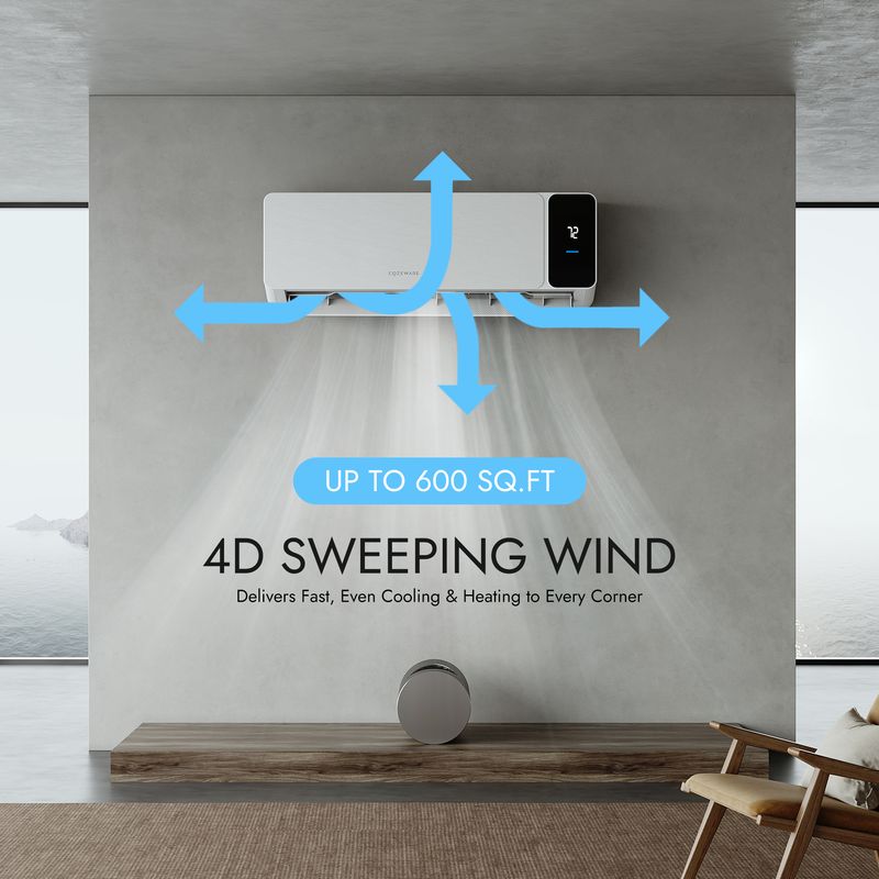 Wide-angle airflow from a mini split ac unit
