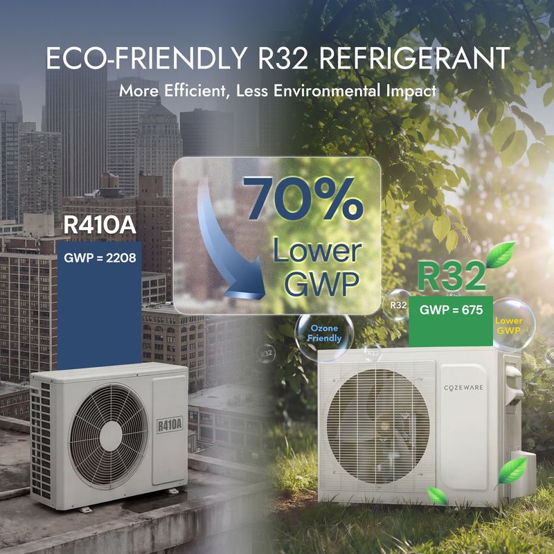 R32 refrigerant for higher efficiency and lower environmental impact
