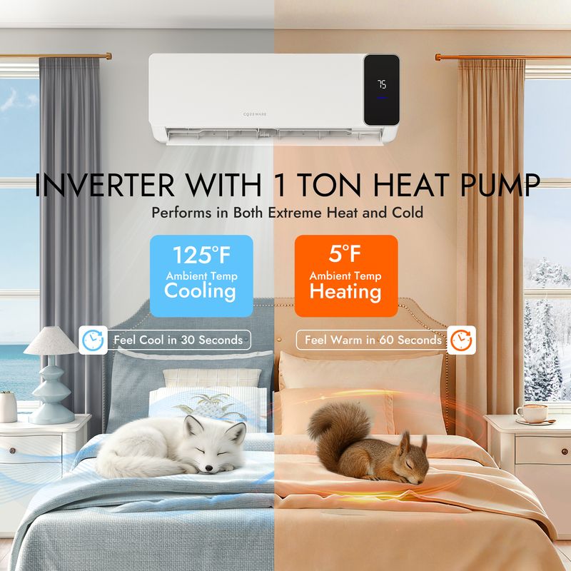 Inverter mini split AC unit for reliable cooling and heating in extreme weather