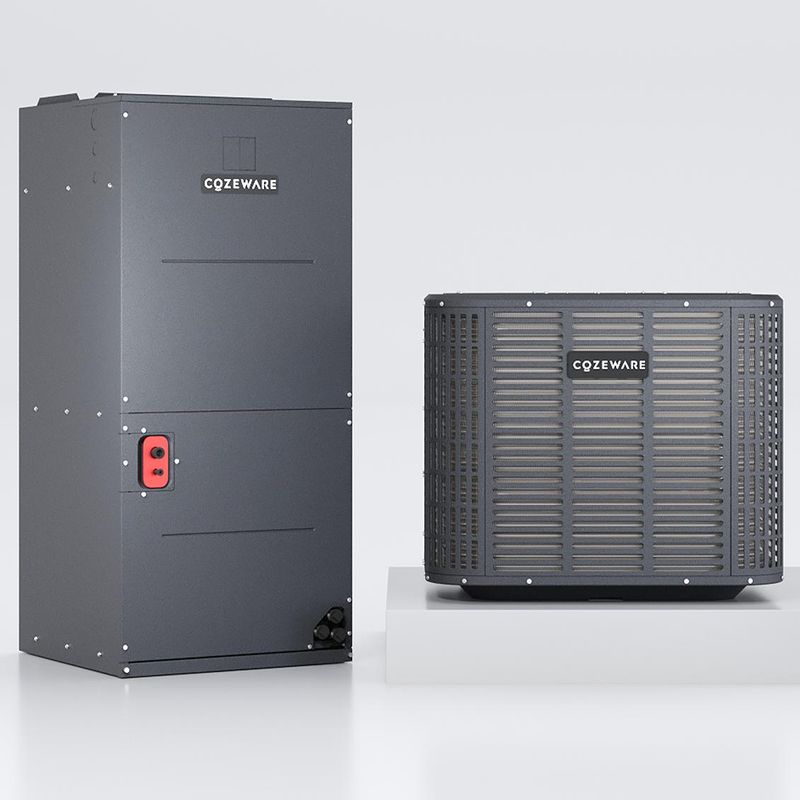 Energy-efficient 34000 BTU concealed ducted mini split heat pump installed in a modern residential home