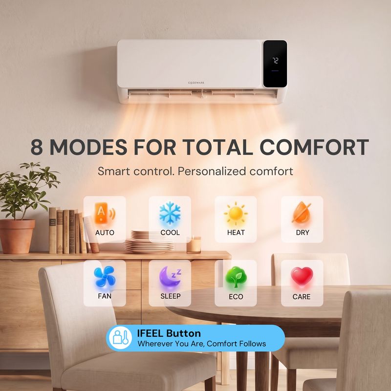 Exploring the 8 different operational modes on the mini split air conditioner