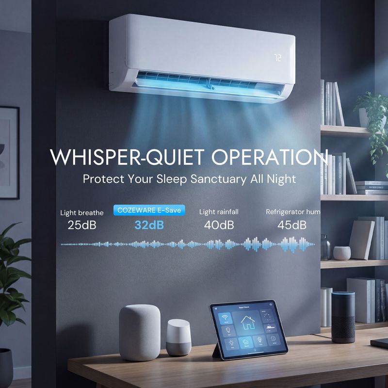 whisper-quiet operation of 18000 btu mini split with AI