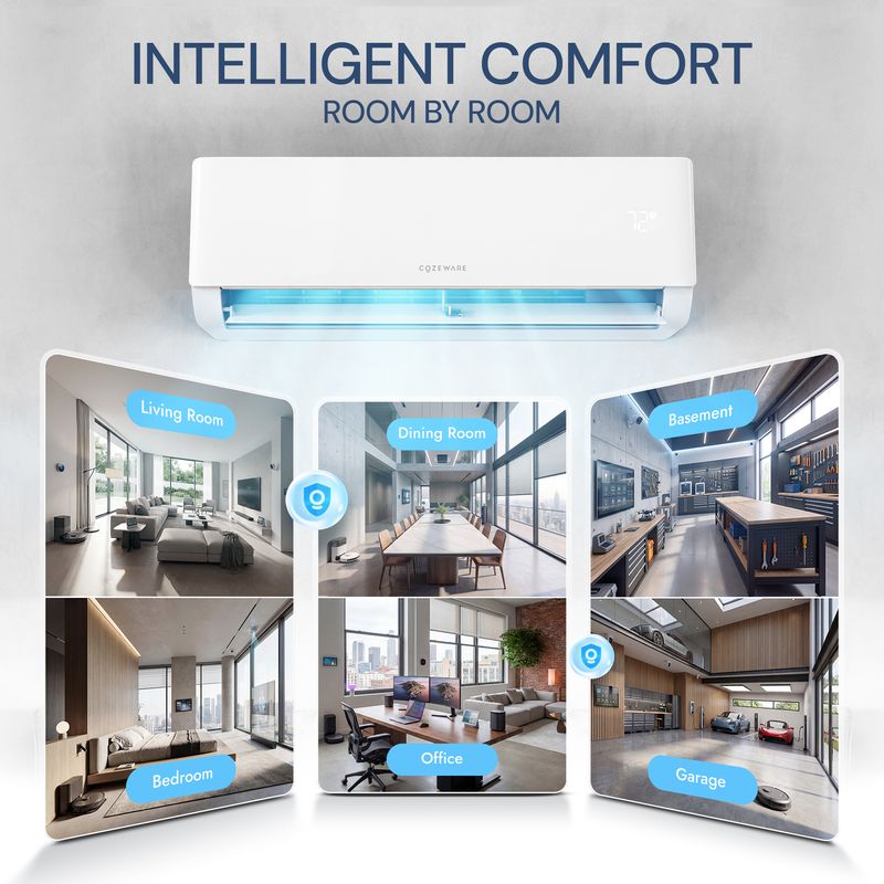 24000 btu mini split with AI for living room, bedroom, dining room, office, basement and garage