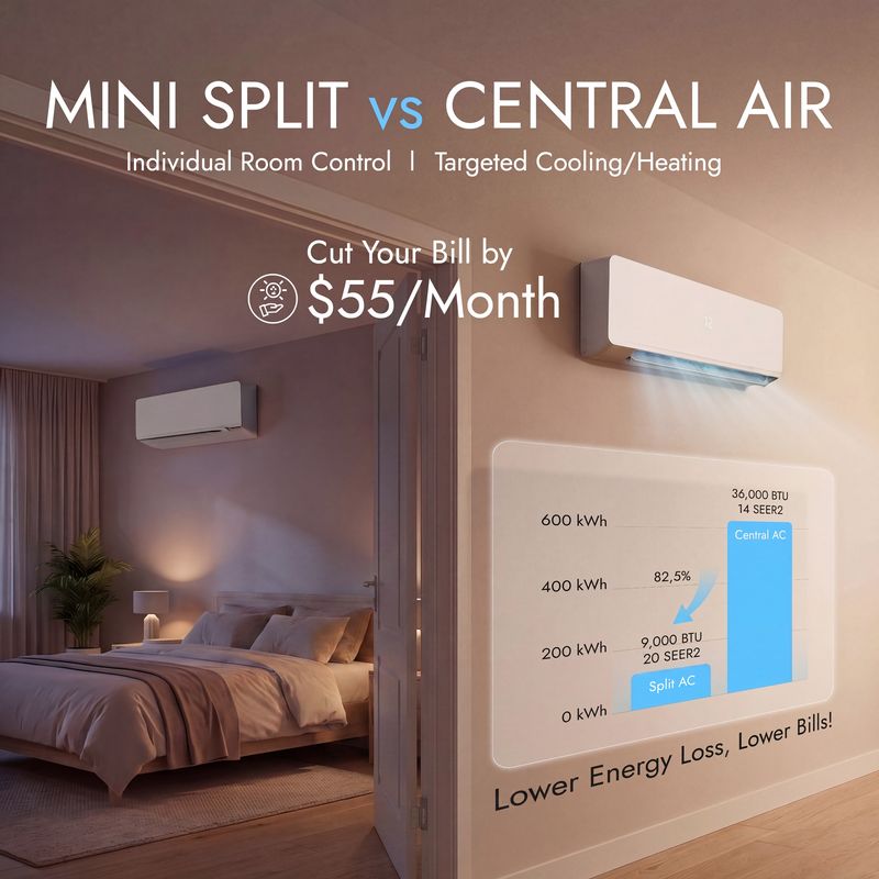9000 btu mini split vs central air