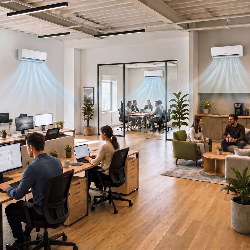 28000 BTU 3-Zone Mini Split in office
