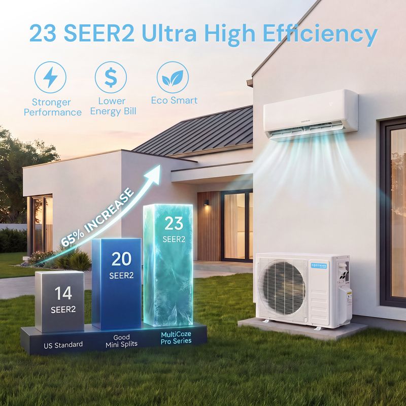 efficiency of 18000 BTU 2-Zone Mini Split