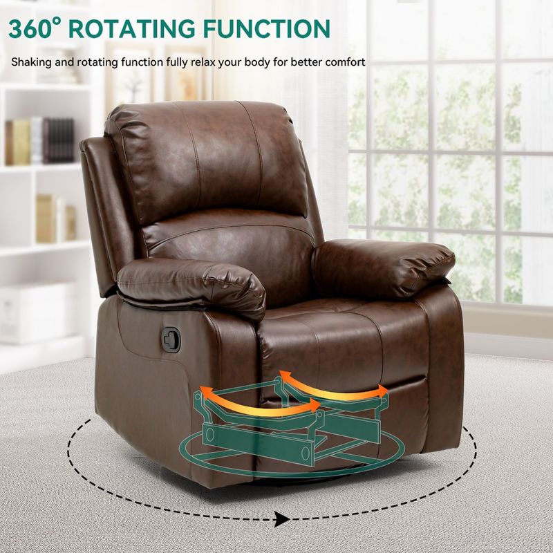 Yitahome Modern Swivel Glider Rocker Recliner Chair PU Leather