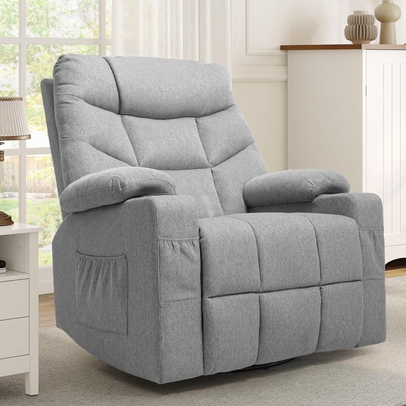 Yitahome Oversized Fabric Swivel Glider Rocker Recliner Chair for