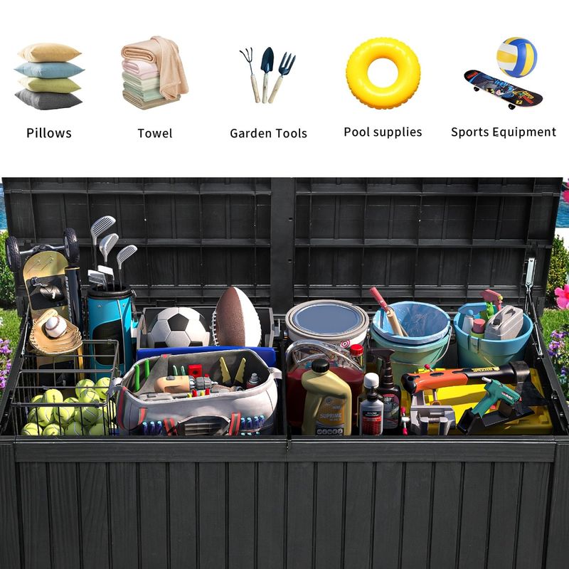 Yitahome 180 Gallon Light Brown Waterproof Deck Box for Cushions with