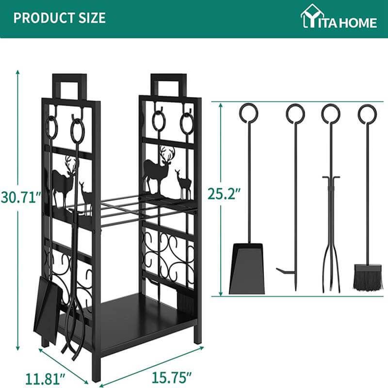 Yitahome Firewood Rack Tools Set Wood Log Holder 2 Tier