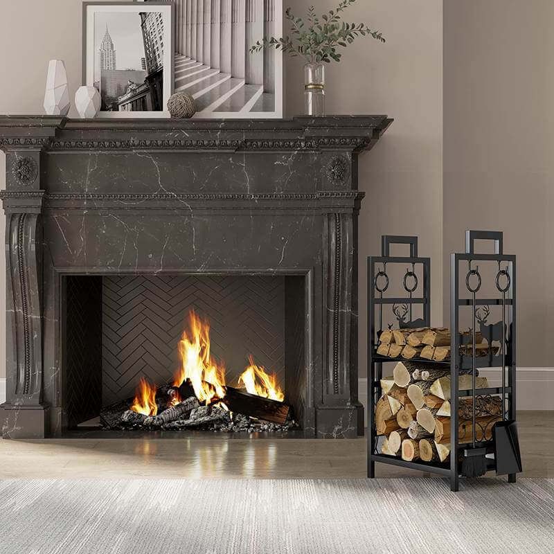 Yitahome Firewood Rack Tools Set Wood Log Holder 2 Tier