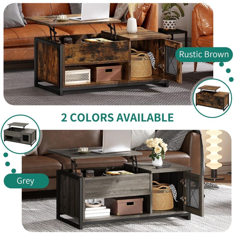 Yitahome | Rustic Lift Top Coffee Table with Storage in Brown for ...