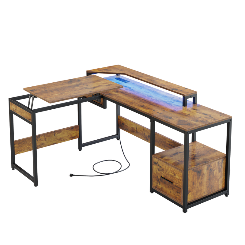 Yitahome 51" Corner Computer Desk Home Office Desk with File Drawer