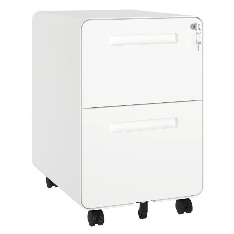 Yitahome 2Drawer Rolling Metal File with Lock and Caster in