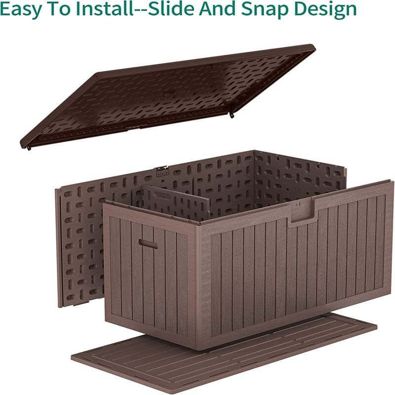 Yitahome 230 Gallon Large Deck Boxes on Sale Resin Waterproof Lockable Outdoor Storage, Brown