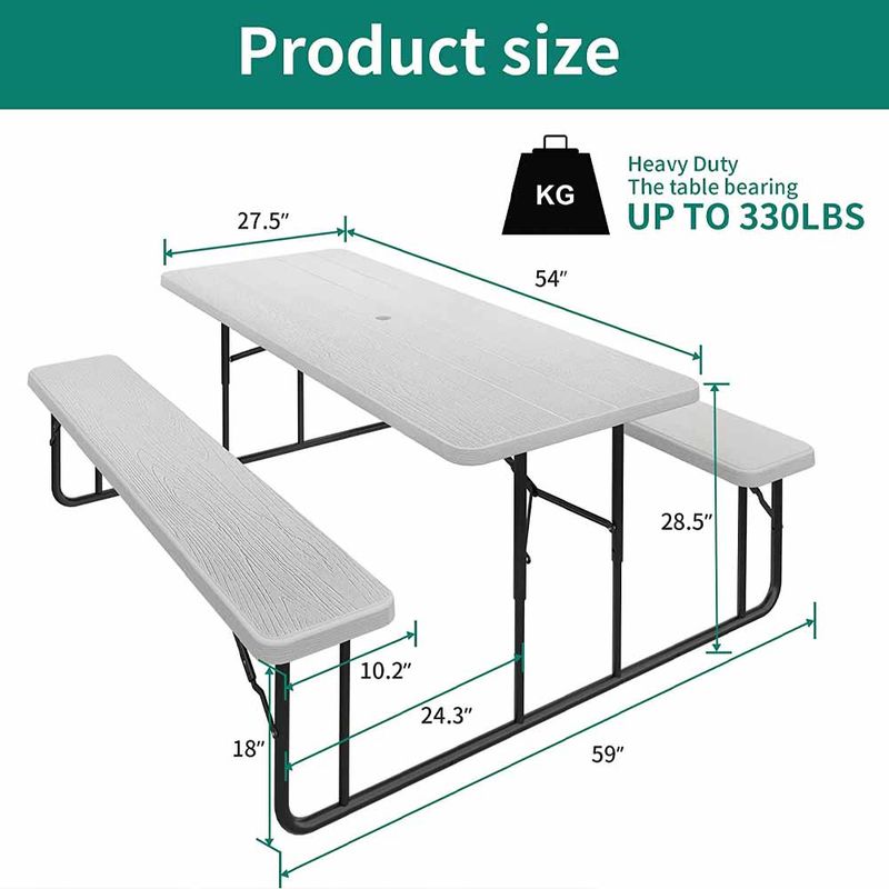 Yitahome 6ft Heavy Duty Steel Frame Foldinge Kids Picnic Table