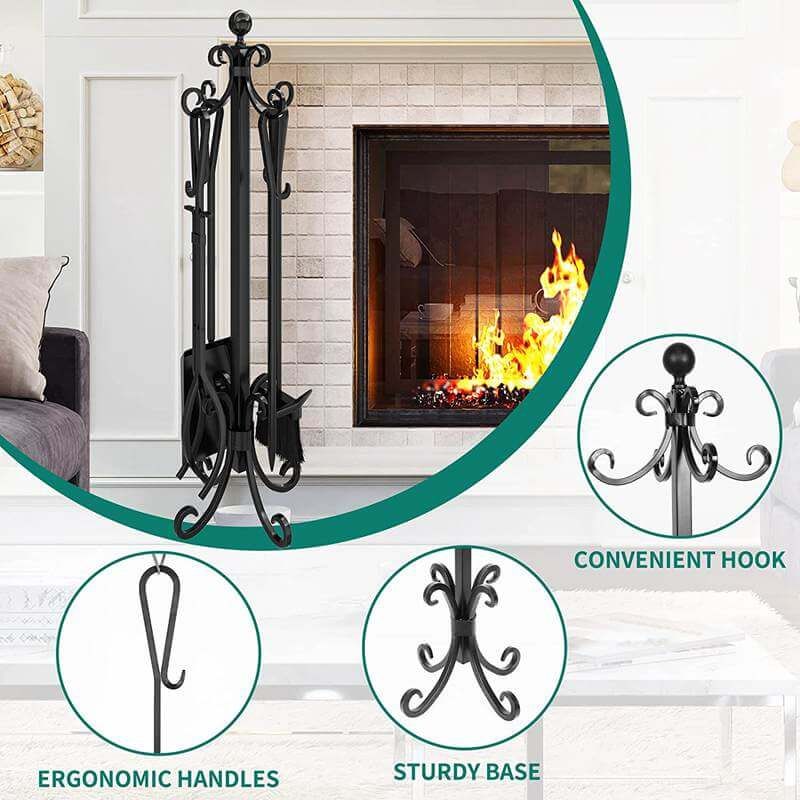 Yitahome 5Pieces Fireplace Tool Set Black