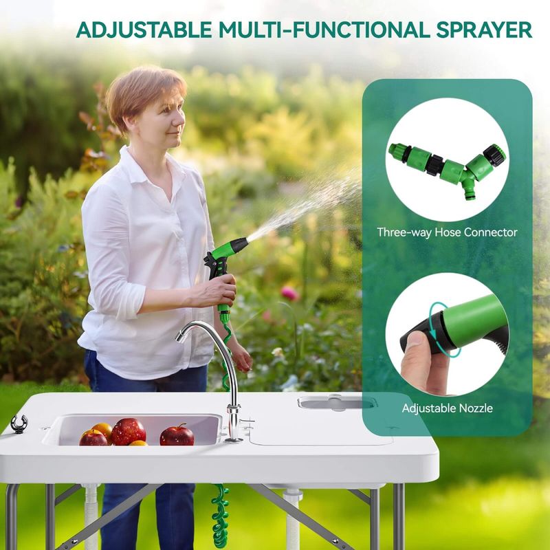 Yitahome 40" Portable Camping Sink Table Folding Picnic Table with