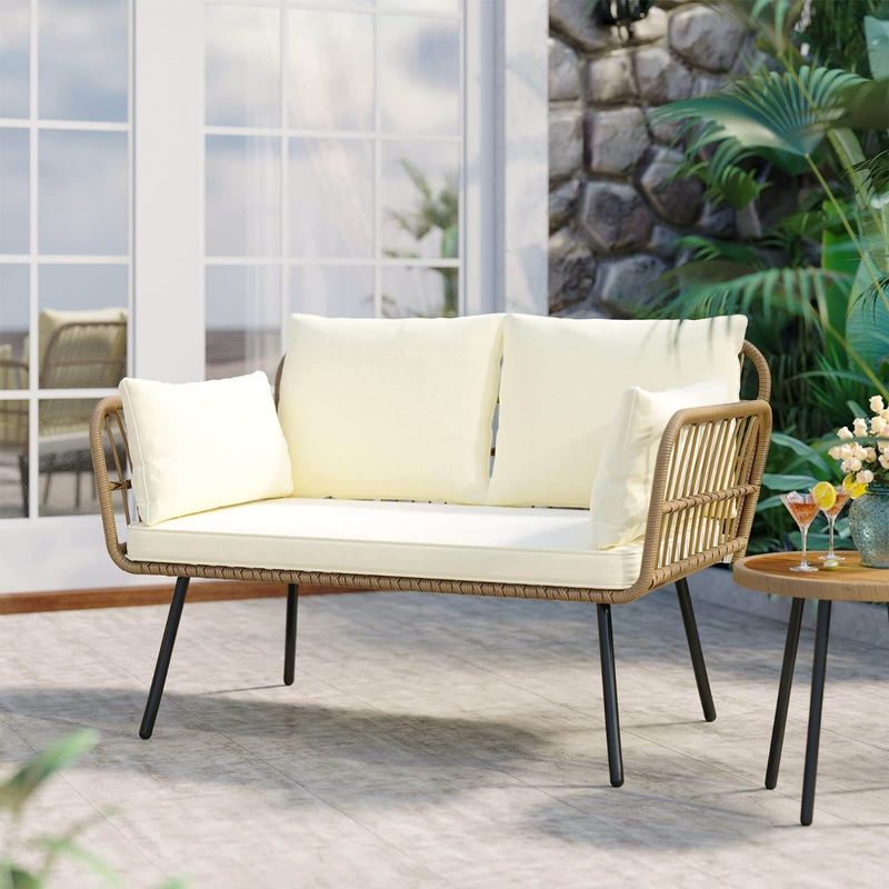 Rattan loveseat outdoor hot sale