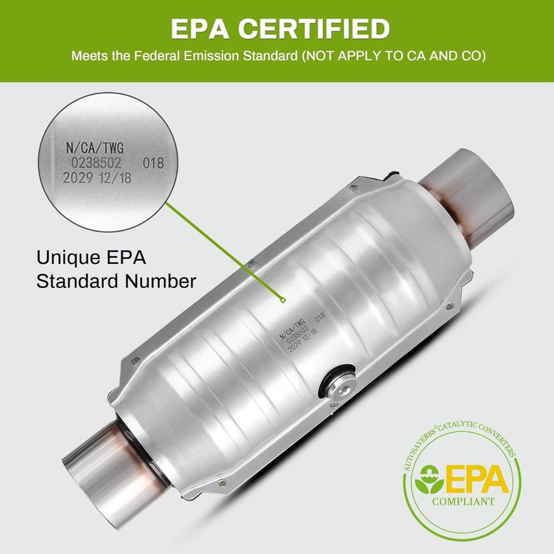 2-Pack 2.5" Universal High-Flow Catalytic Converters With O2 Ports - EPA Approved (99306HM)