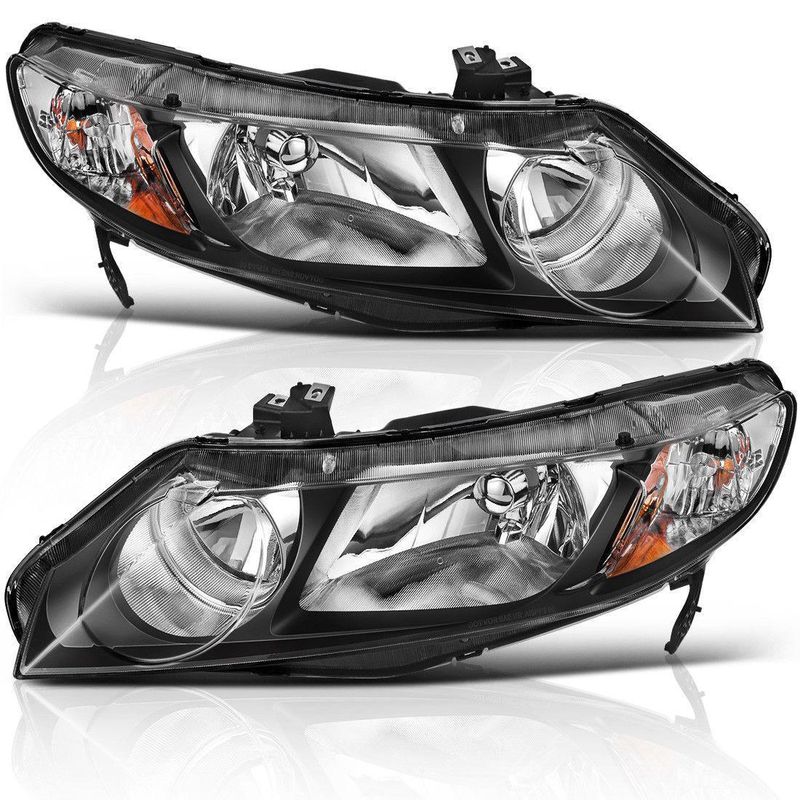 LED Headlights for 2006-2011 Honda Civic Sedan 4Dr with Amber Park Lens
