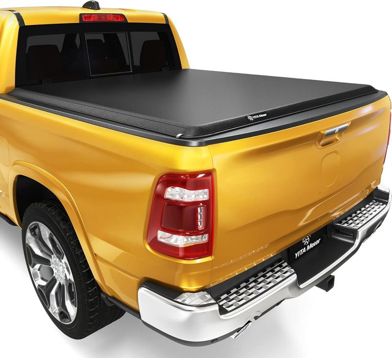 Soft Roll Up Truck Bed Tonneau Cover Compatible with 2019-2025 Dodge Ram 1500 New Body Style 6.4 ft Bed Without Rambox