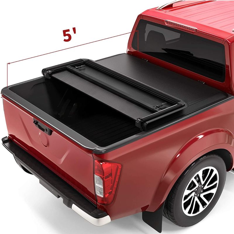 OEDRO 5Ft Soft Tri Fold Truck Bed Tonneau Cover for 2005 2024 Nissan Frontier