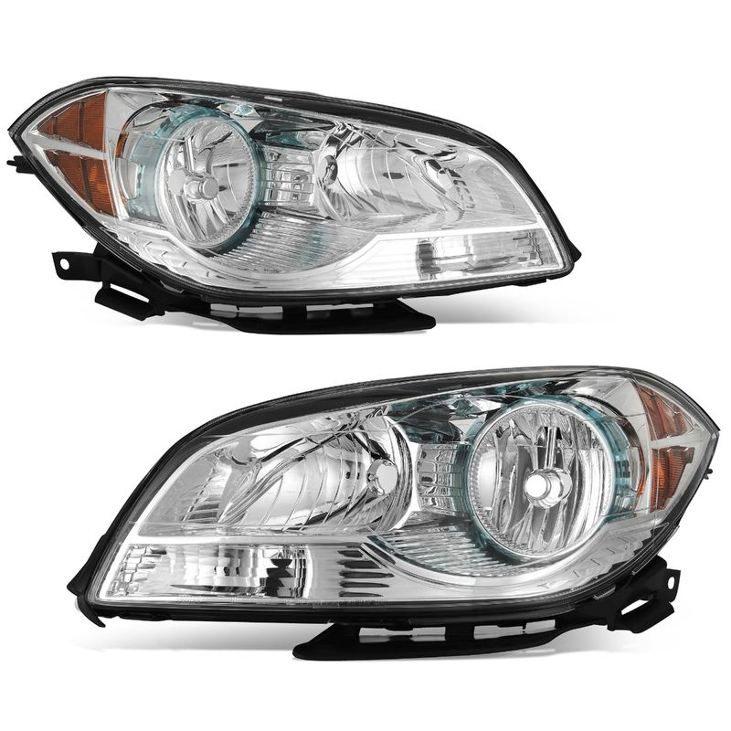 For 2008-2012 Chevy Malibu Chrome Halogen Headlights Assembly Headlamp 08-12 Set
