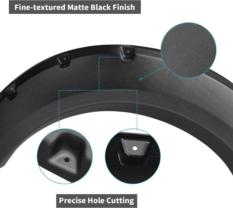 No-Drill Pocket Rivet Bolt Style Fender Flares For 2009-2014 Ford F150 - Matte Black