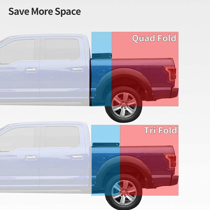 thumbnail image 2 of Rvni 6.6 Ft Four Fold Tonneau Cover Soft Truck Bed Covers For 2009-2014 Ford F-150 F150 Styleside 2 of 9