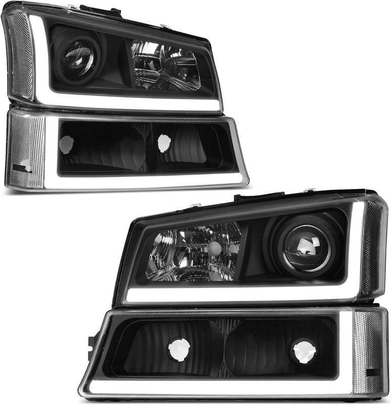 Evan-Fischer Headlight Grille Assembly Kit For Chevy Silverado 1500 Avalanche 2003-2006 – 5-Piece Textured Gray