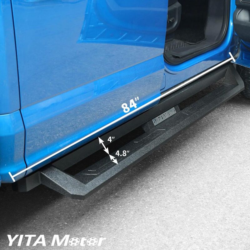 thumbnail image 2 of YITAMOTOR Running Boards With Two Raised Steps – Fits 2019-2026 Chevy Silverado/GMC Sierra 1500 Crew Cab & 2020-2026 2500HD 3500HD Crew Cab – Steel Nerf Bars 2 of 5