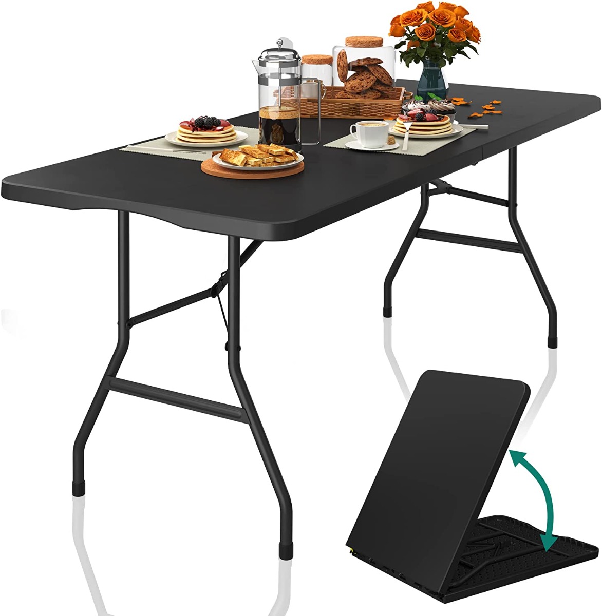 60x27.5 Inch Folding Table 5 Foot Folding Table - Heavy Duty Portable ...