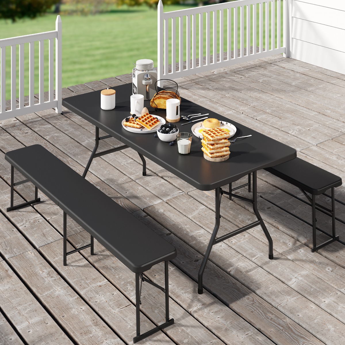 Folding bench top and table set