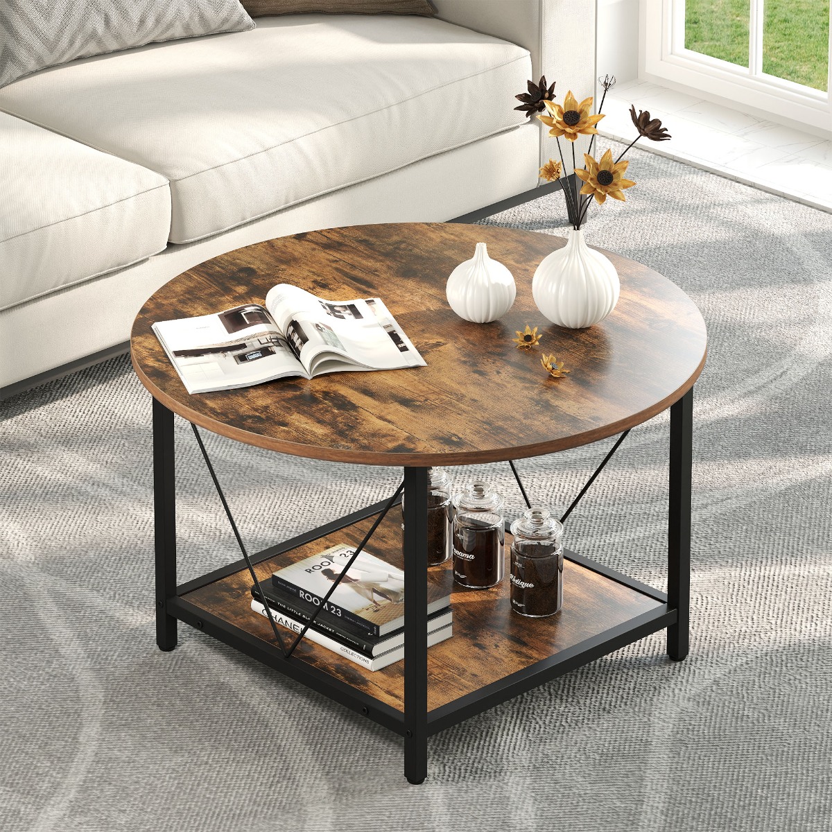Lift Top Coffee Table YITAHOME Round Lift-Top Coffee Table With Storage ...