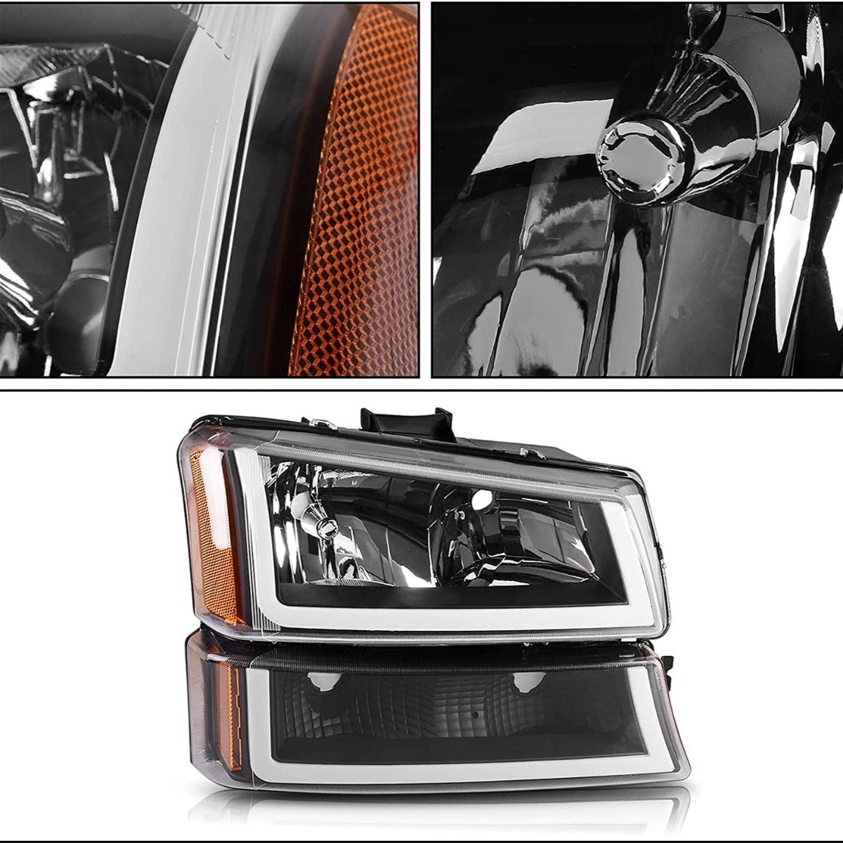 SMOTORPARTS Headlight & Tail Light Combo For 2003-2006 Chevy Silverado - Black Housing / Smoke Lenses